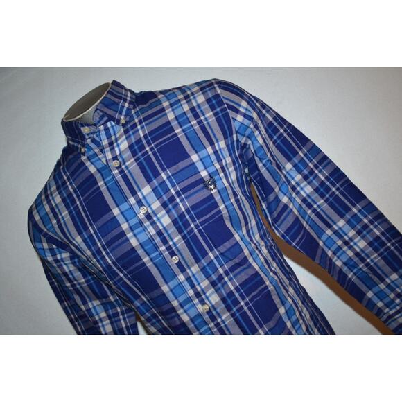 21426 Chaps Ralph Lauren Dress Shirt Blue Plaid Cotton Blend Size Medium Mens - Picture 1 of 6